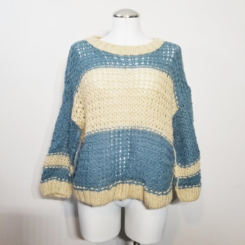 FREE PEOPLE Striped Open Knit Sweater NWOT
